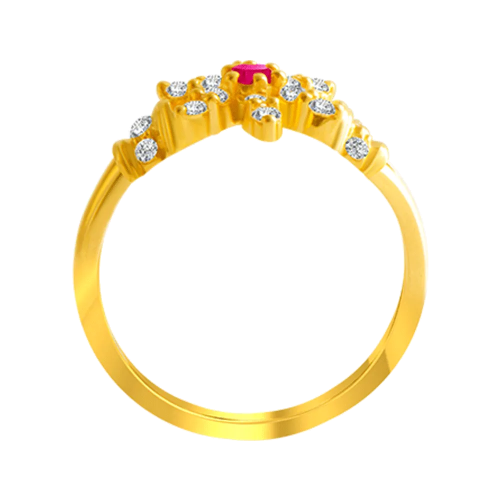 22KT Yellow Gold And American Diamond Ring For Women