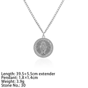 925 Sterling Silver Religious Virgin Mary Virgencita Necklace