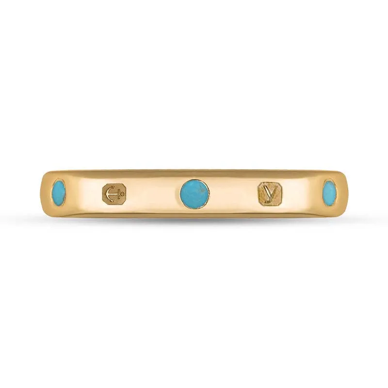 9ct Rose Gold Turquoise King's Coronation Hallmark 3mm Ring D