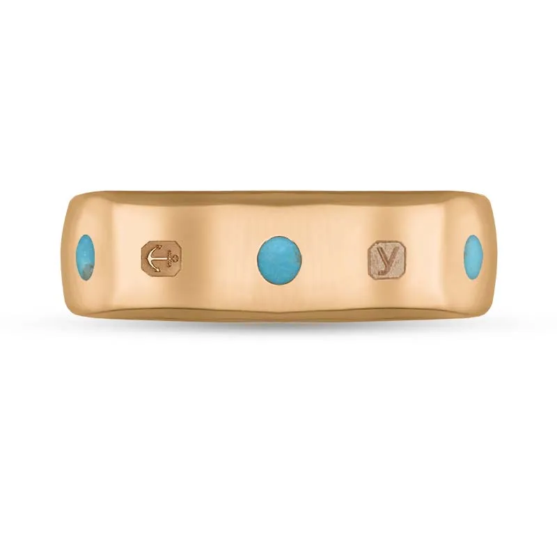 9ct Rose Gold Turquoise King's Coronation Hallmark 6mm Ring D