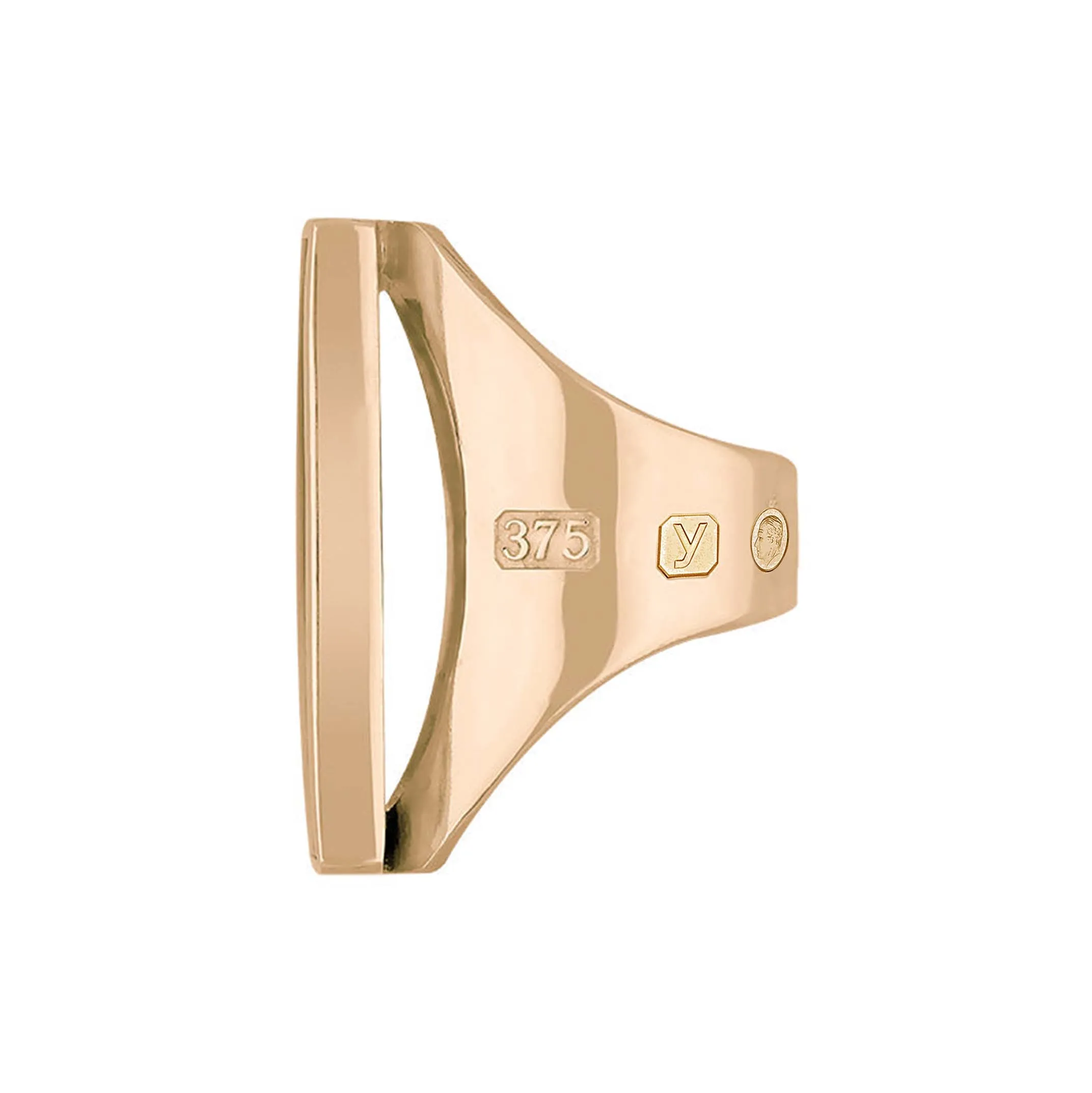 9ct Rose Gold Whitby Jet King's Coronation Hallmark Large Oblong Ring D