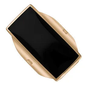9ct Rose Gold Whitby Jet King's Coronation Hallmark Large Oblong Ring D