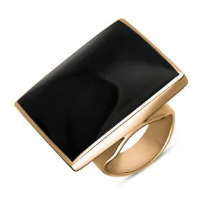 9ct Rose Gold Whitby Jet King's Coronation Hallmark Large Square Ring D