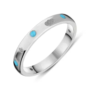 9ct White Gold Turquoise Queen's Jubilee Hallmark 6mm Ring D