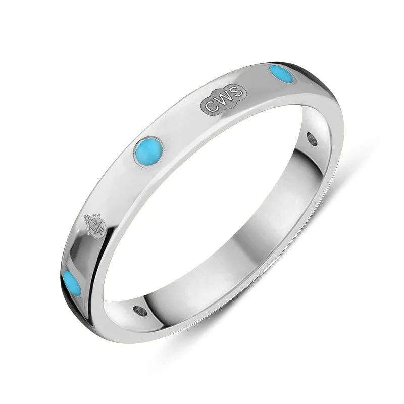 9ct White Gold Turquoise Queen's Jubilee Hallmark 6mm Ring D