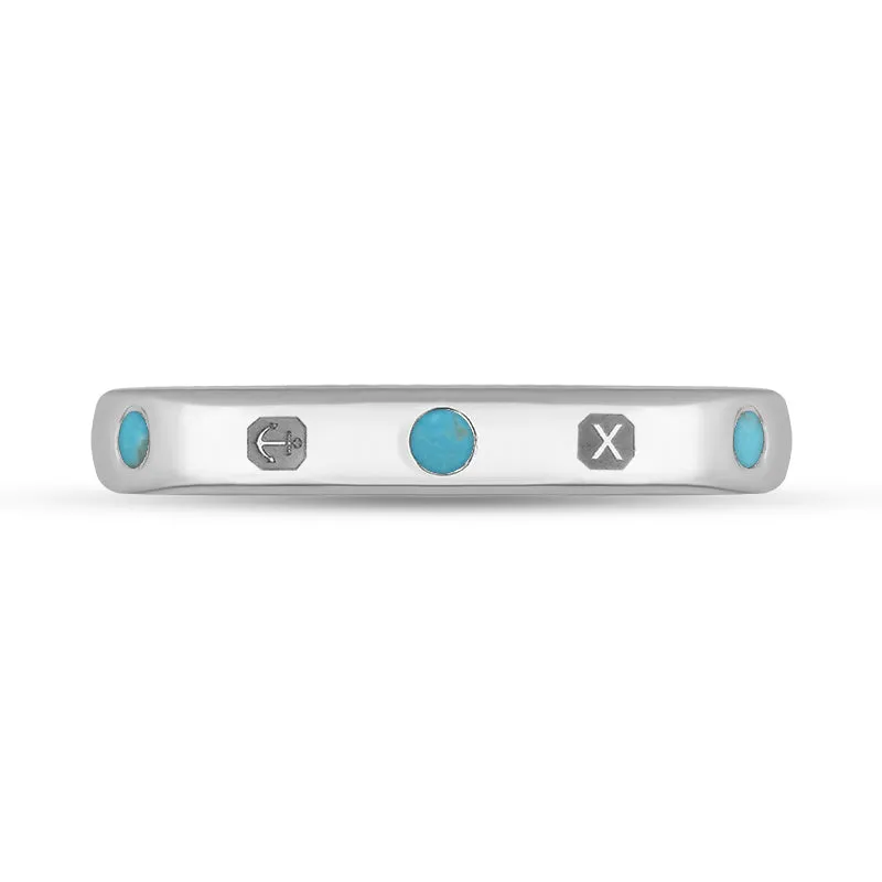 9ct White Gold Turquoise Queen's Jubilee Hallmark 6mm Ring D