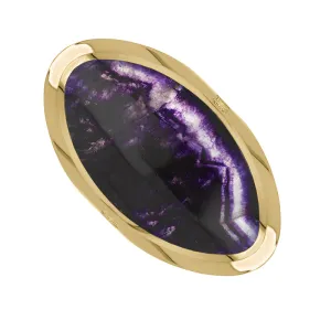 9ct Yellow Gold Blue John Hallmark Large Oval Ring