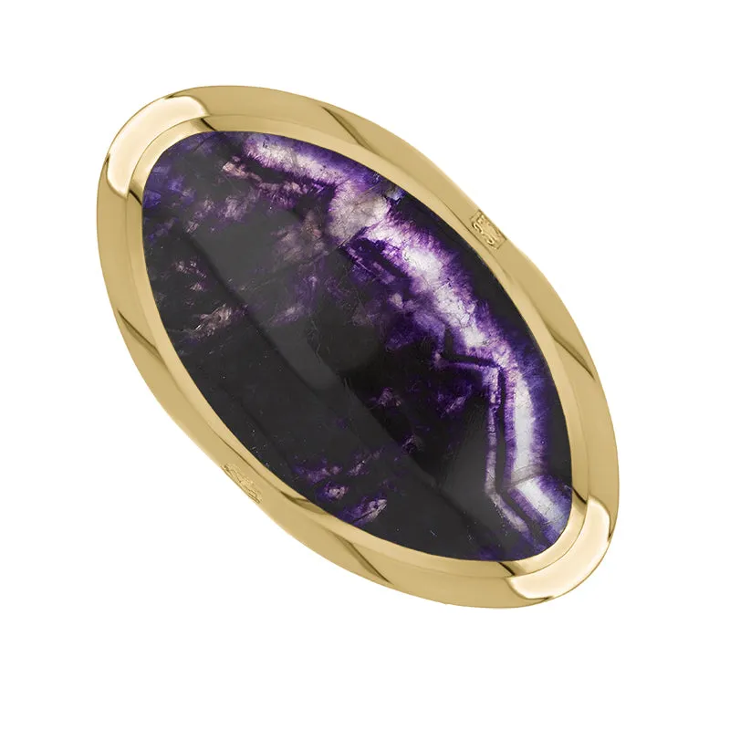 9ct Yellow Gold Blue John Hallmark Large Oval Ring