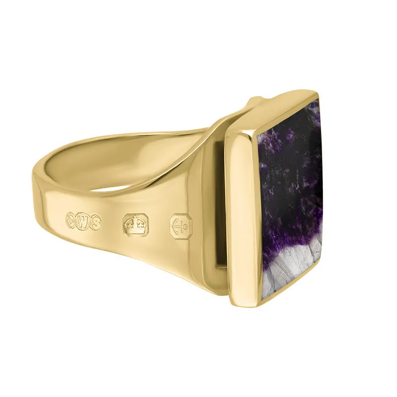 9ct Yellow Gold Blue John King's Coronation Hallmark Small Square Ring D