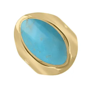 9ct Yellow Gold Turquoise Hallmark Medium Oval Ring