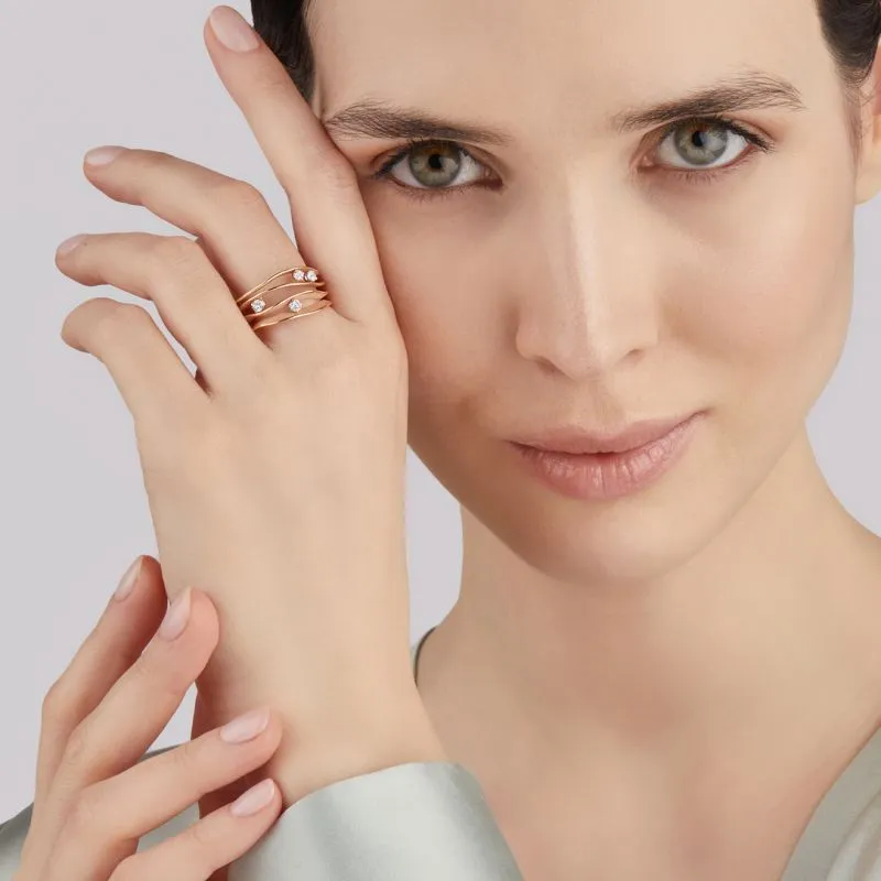 Annamaria Cammilli 18ct Orange Apricot Gold 0.27ct Diamond Dune Series Ring