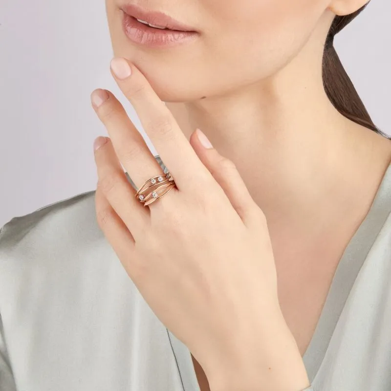 Annamaria Cammilli 18ct Orange Apricot Gold 0.27ct Diamond Dune Series Ring