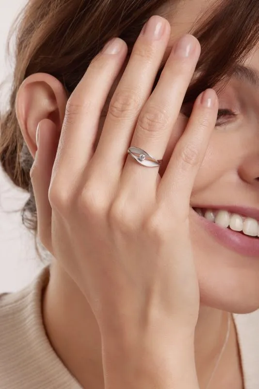 Annamaria Cammilli 18ct White Ice Gold 0.1ct Diamond Dune Assolo Series Ring