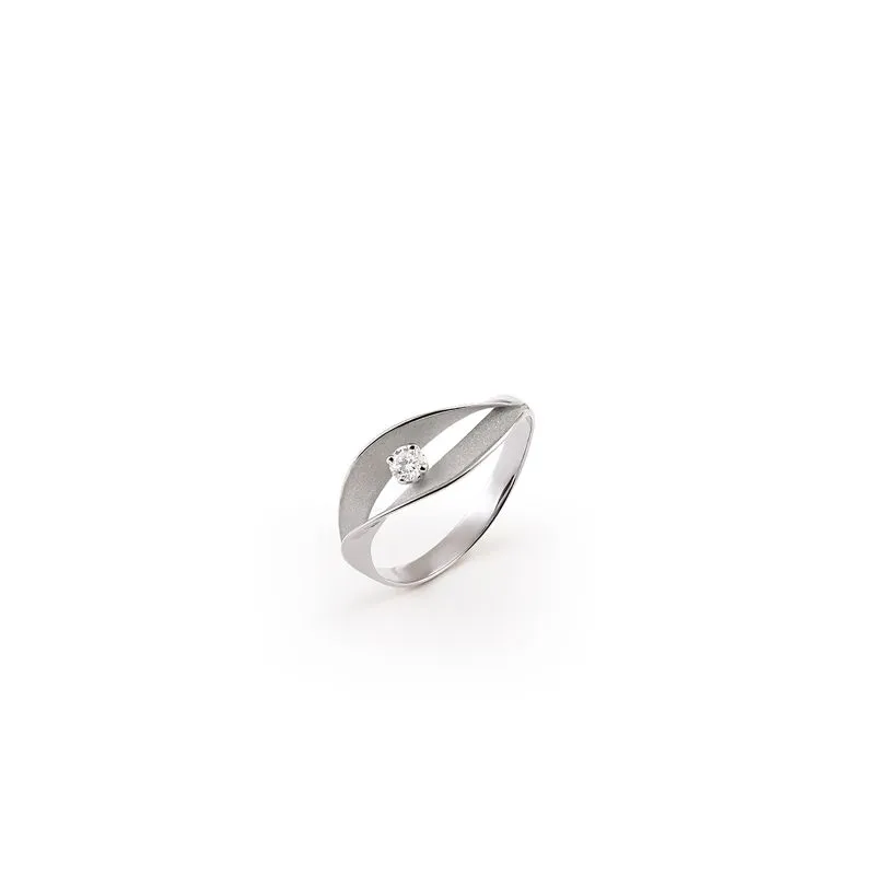 Annamaria Cammilli 18ct White Ice Gold 0.1ct Diamond Dune Assolo Series Ring