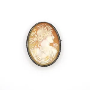 Antique Victorian Warrior Genuine Hand Carved Shell Cameo/ Pendant In Sterling Silver