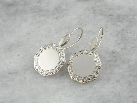 Art Deco Cufflink Drop Earrings