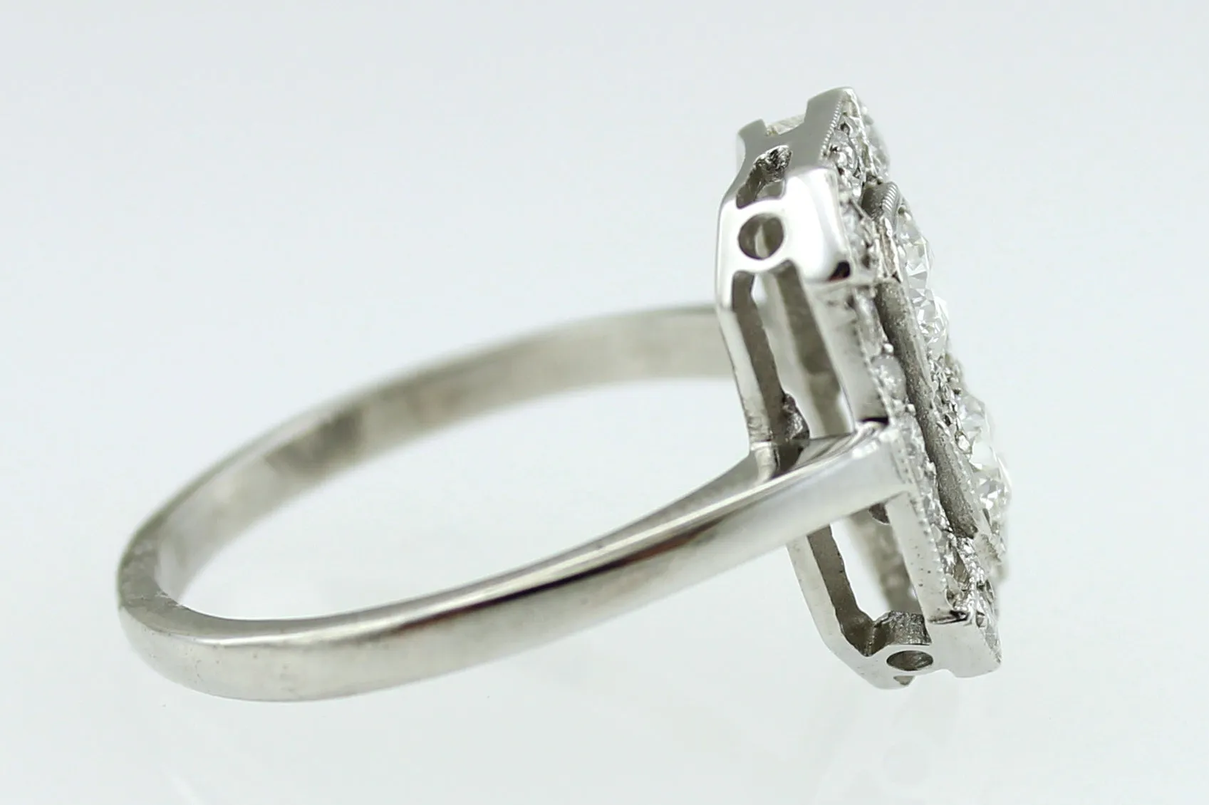 Art Deco Diamond Cluster Ring 0.85ct Platinum