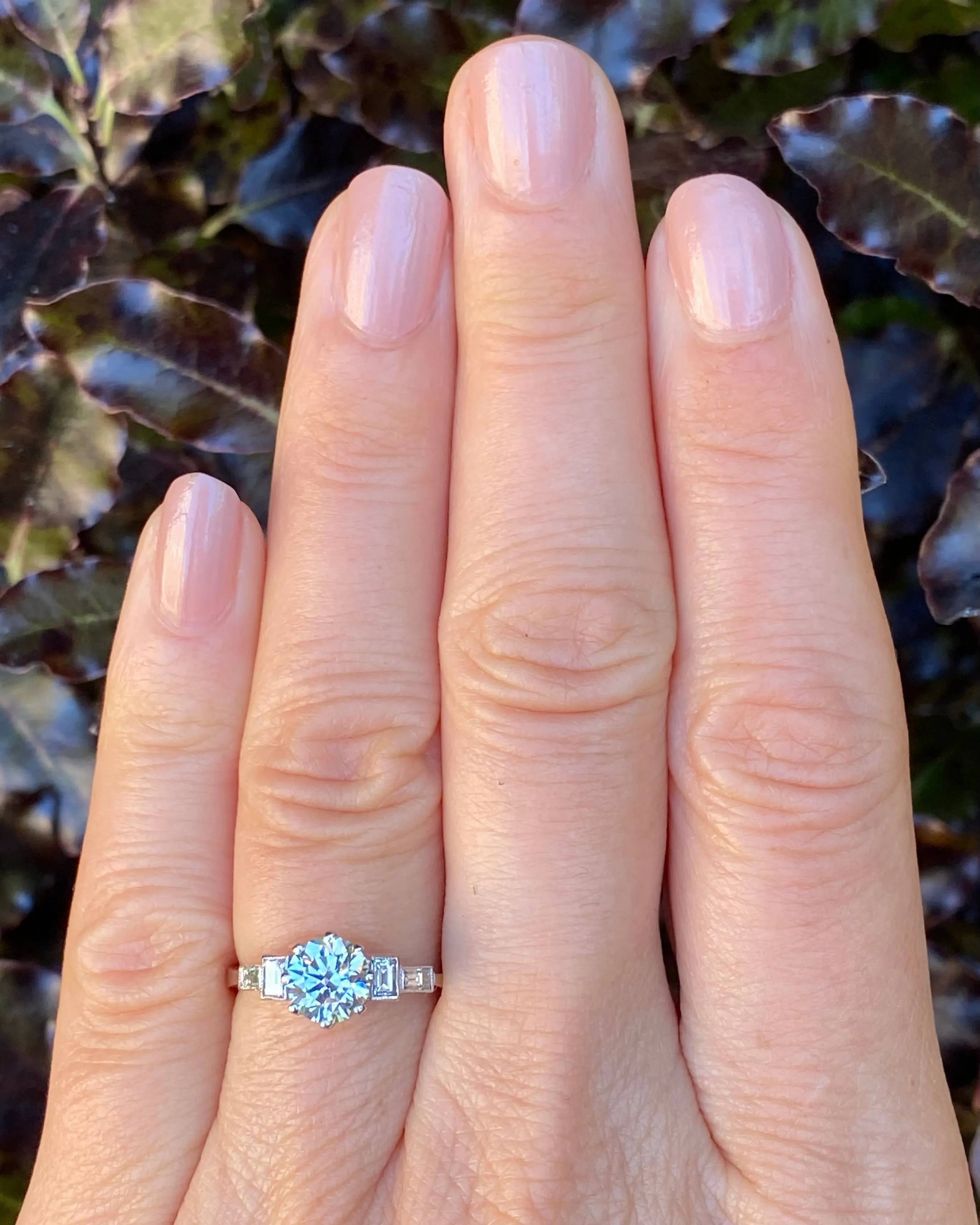 Art Deco Diamond Solitaire Platinum Ring 1.20ct