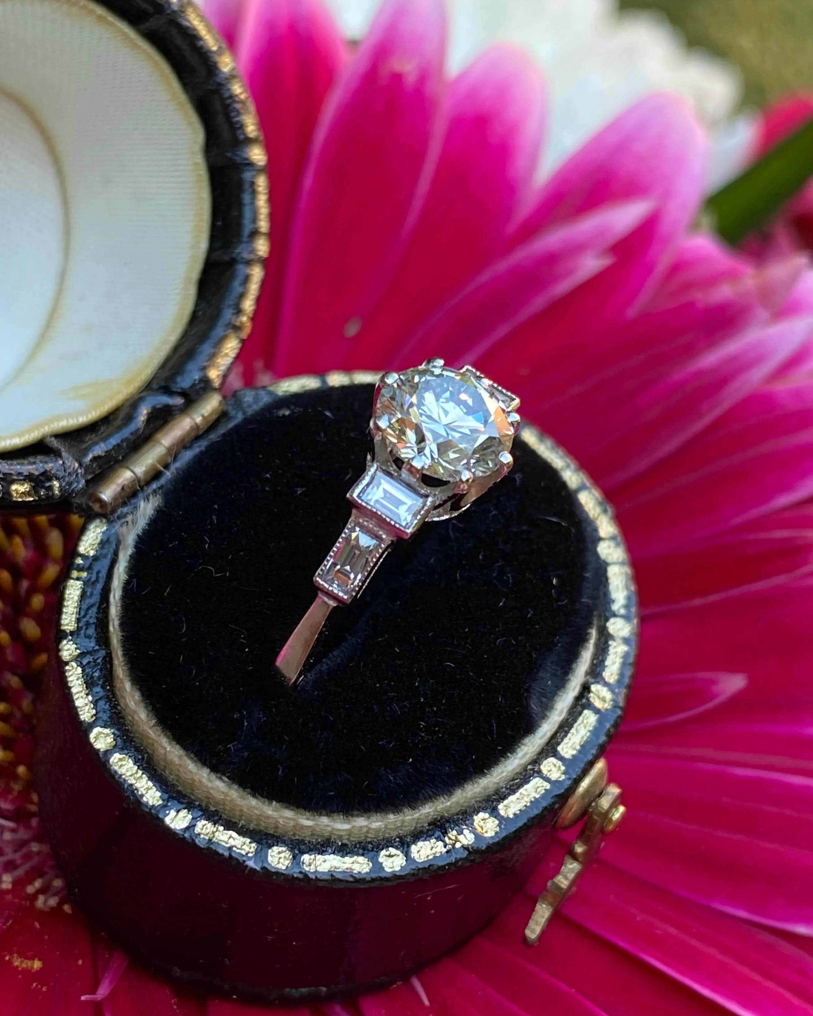 Art Deco Diamond Solitaire Platinum Ring 1.20ct