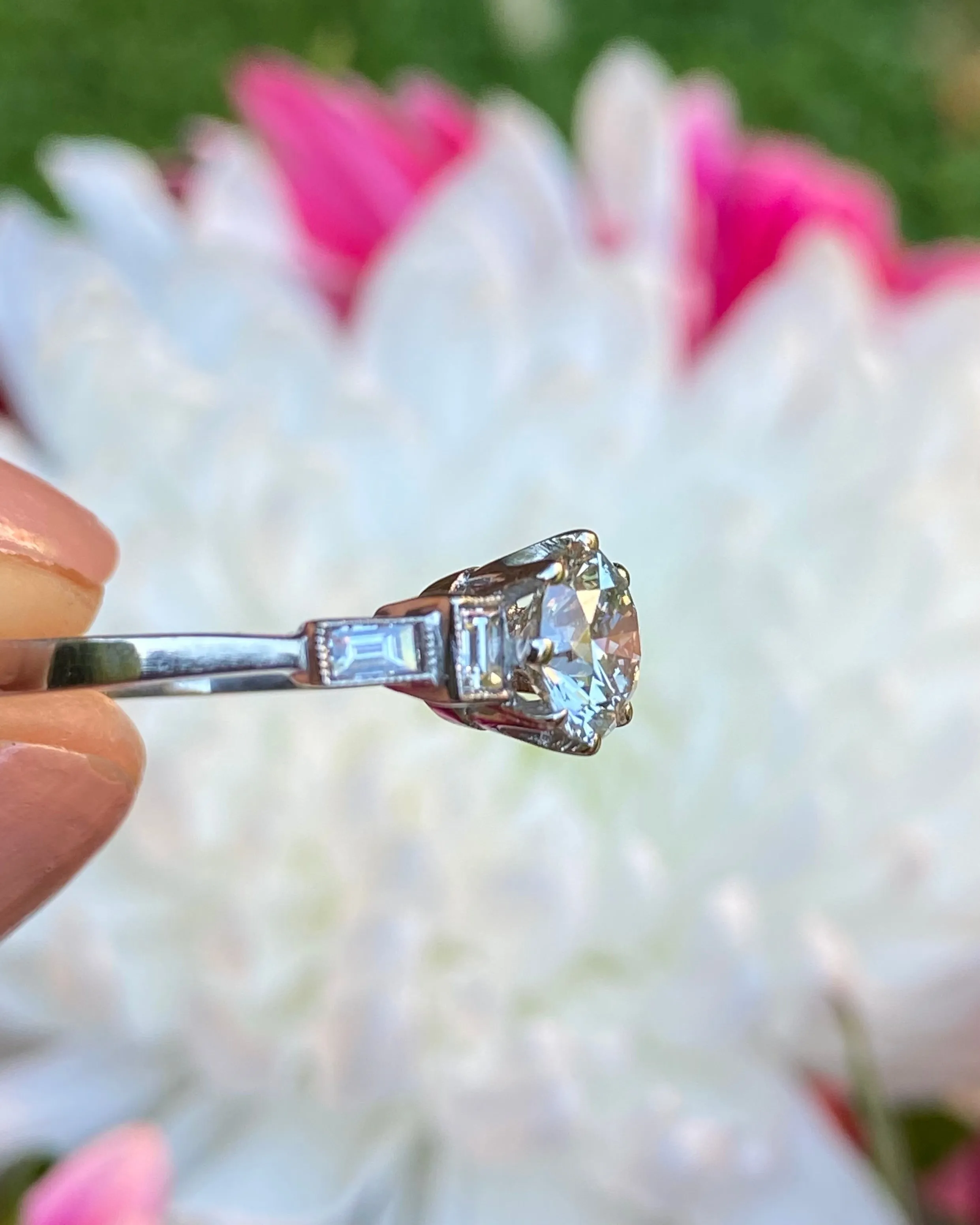 Art Deco Diamond Solitaire Platinum Ring 1.20ct