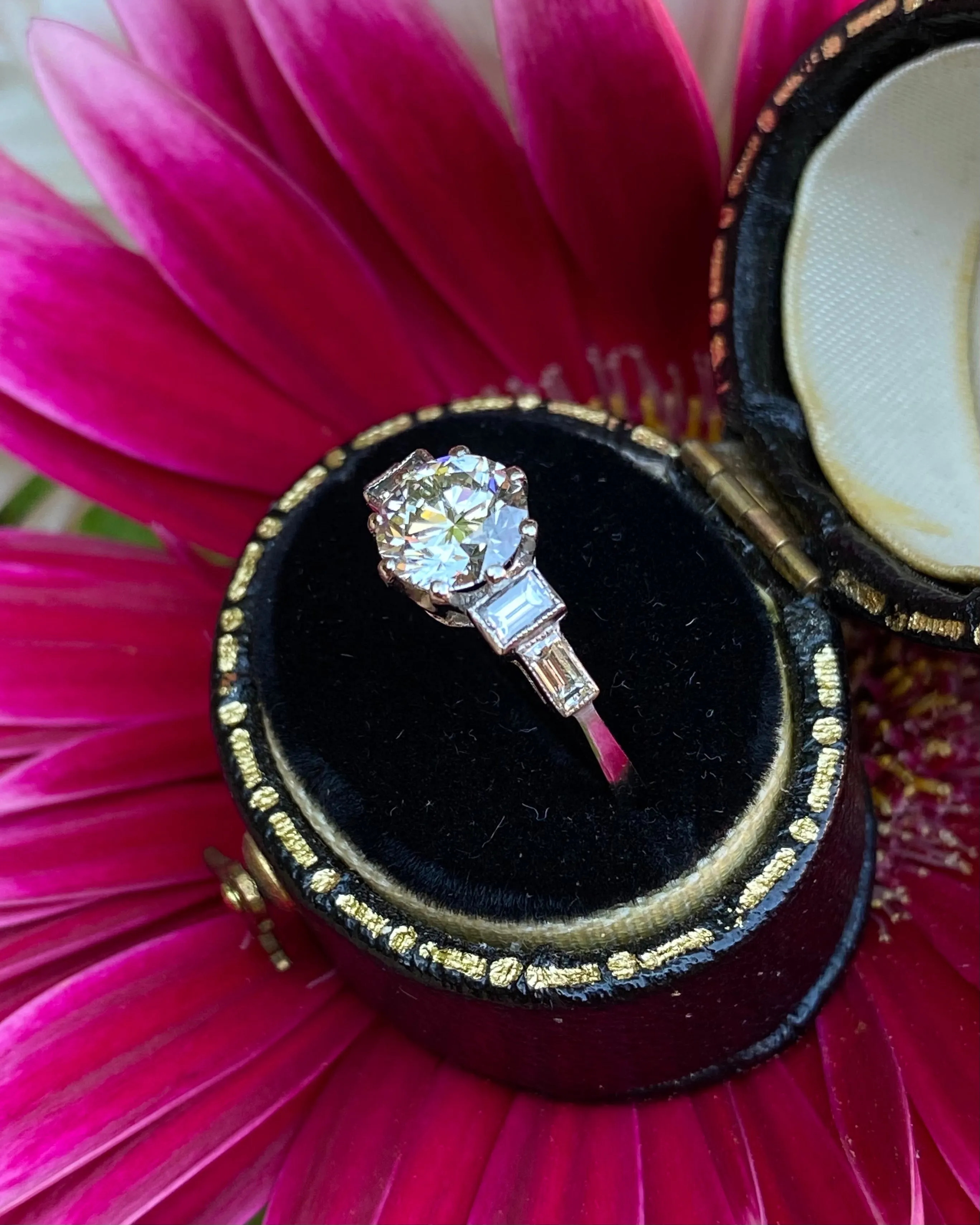 Art Deco Diamond Solitaire Platinum Ring 1.20ct