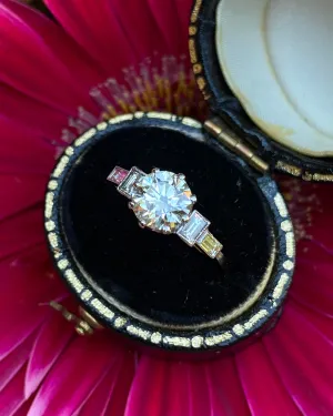 Art Deco Diamond Solitaire Platinum Ring 1.20ct