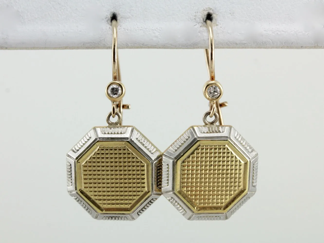 Art Deco Era Cufflink Conversion Earrings, Art Deco Drop Earrings