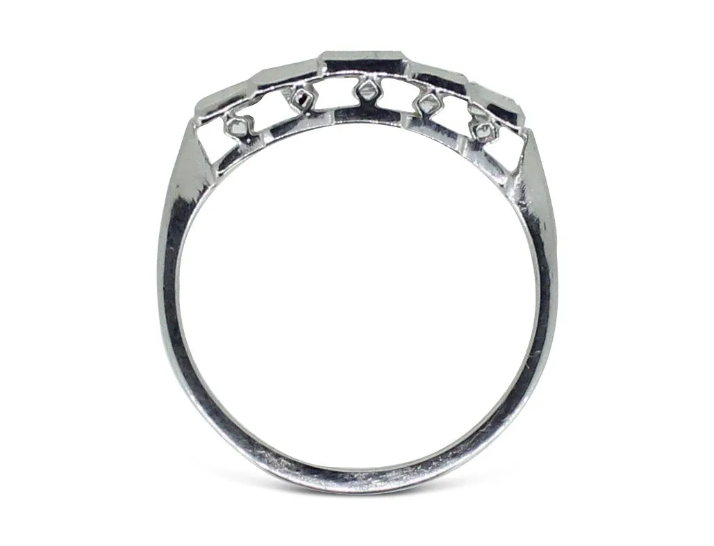 Art Deco Five Stone Diamond Ring Platinum 1.0ct