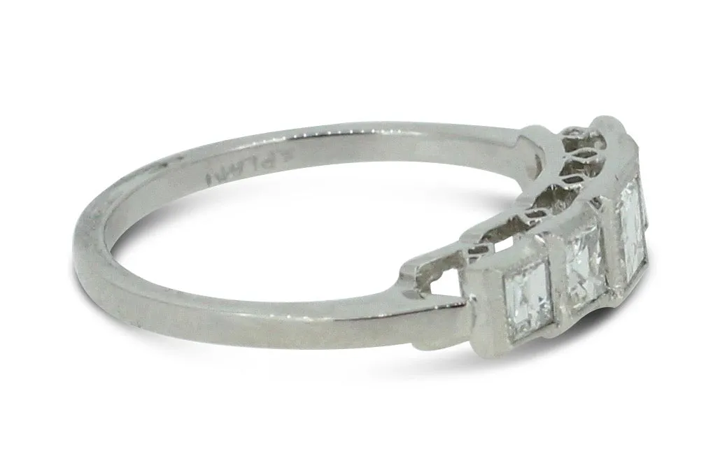 Art Deco Five Stone Diamond Ring Platinum 1.0ct