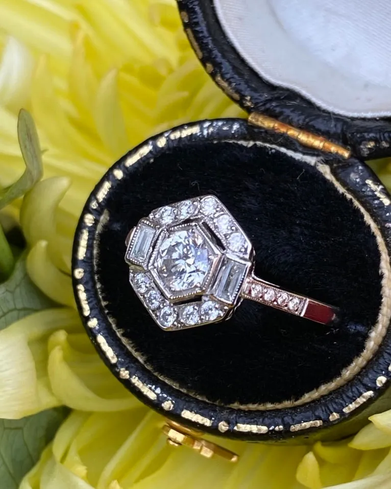 Art Deco Style Diamond Ring 0.85ct Platinum