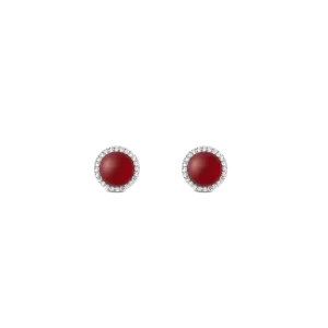 Audrey Earrings  Red Agathe Silver