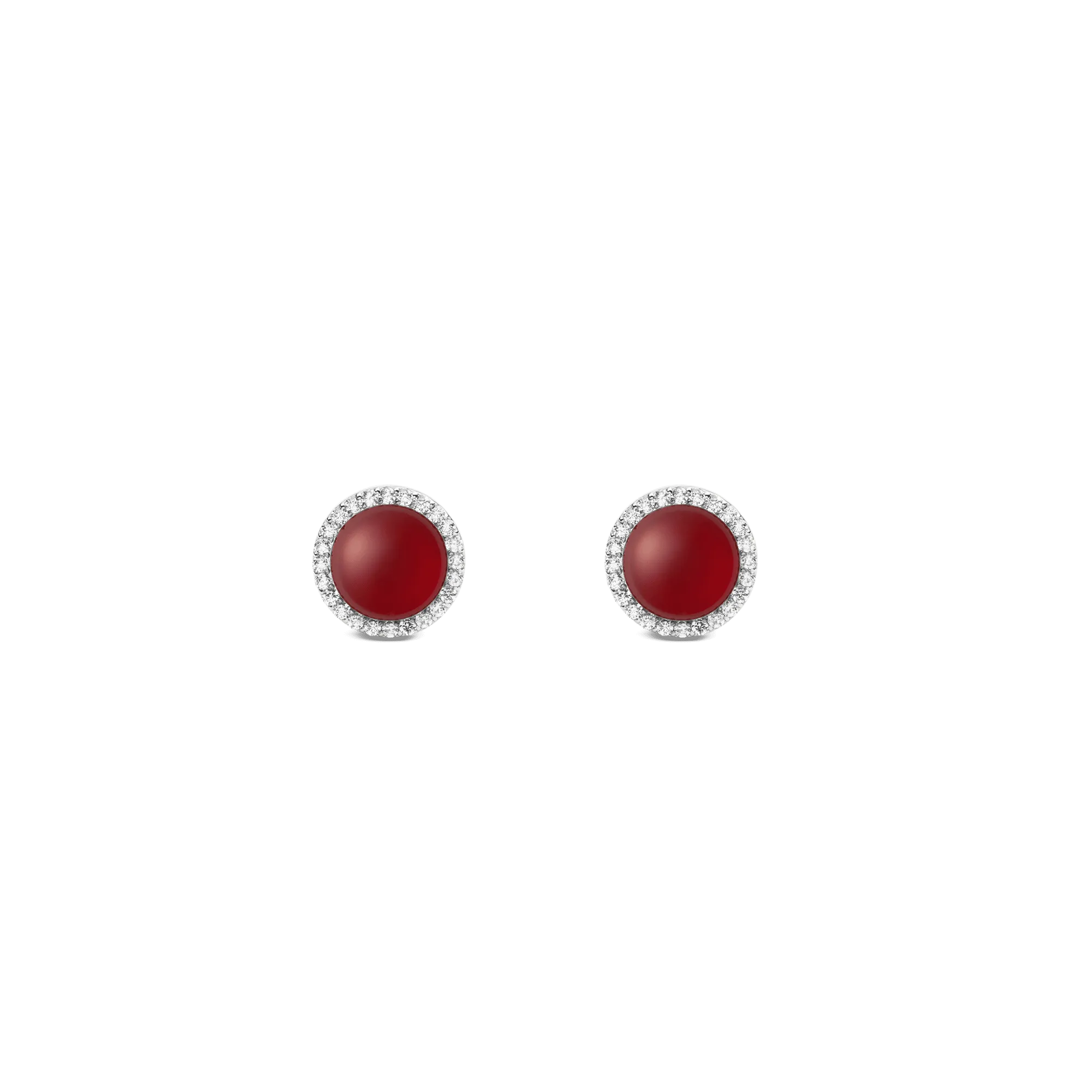 Audrey Earrings  Red Agathe Silver