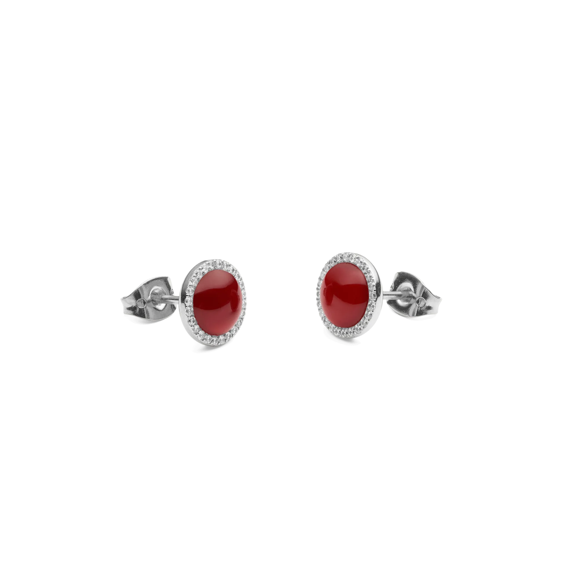 Audrey Earrings  Red Agathe Silver