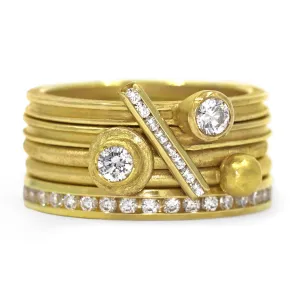 Barbara Heinrich   Petra Class White Diamond Gold Stacking Rings