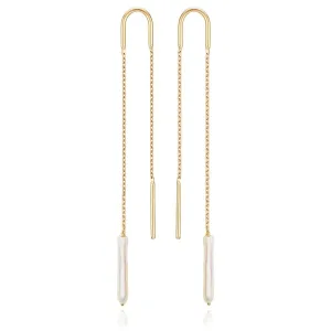 Baroque long Pearl Earrings Freshwater Pearls - 18k Gold