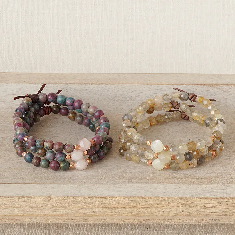 Be Kind Mini Bracelet - Golden Phantom Quartz & Moonstone | A Meaningful Everyday Bracelet