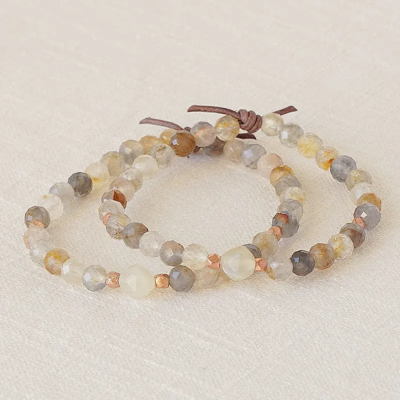 Be Kind Mini Bracelet - Golden Phantom Quartz & Moonstone | A Meaningful Everyday Bracelet