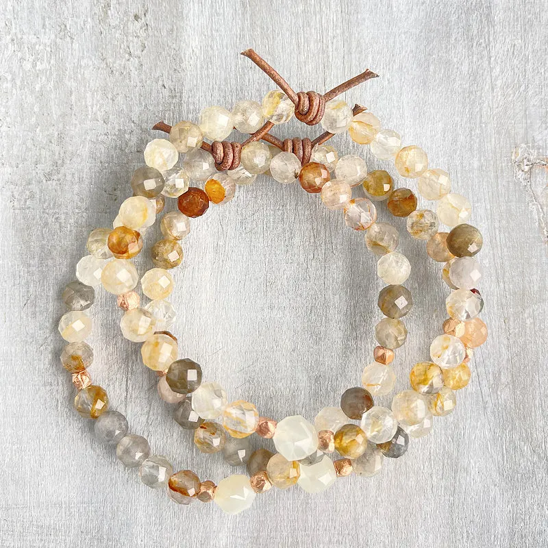 Be Kind Mini Bracelet - Golden Phantom Quartz & Moonstone | A Meaningful Everyday Bracelet