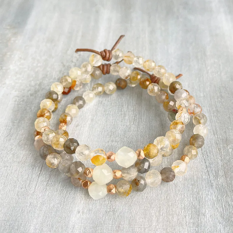 Be Kind Mini Bracelet - Golden Phantom Quartz & Moonstone | A Meaningful Everyday Bracelet
