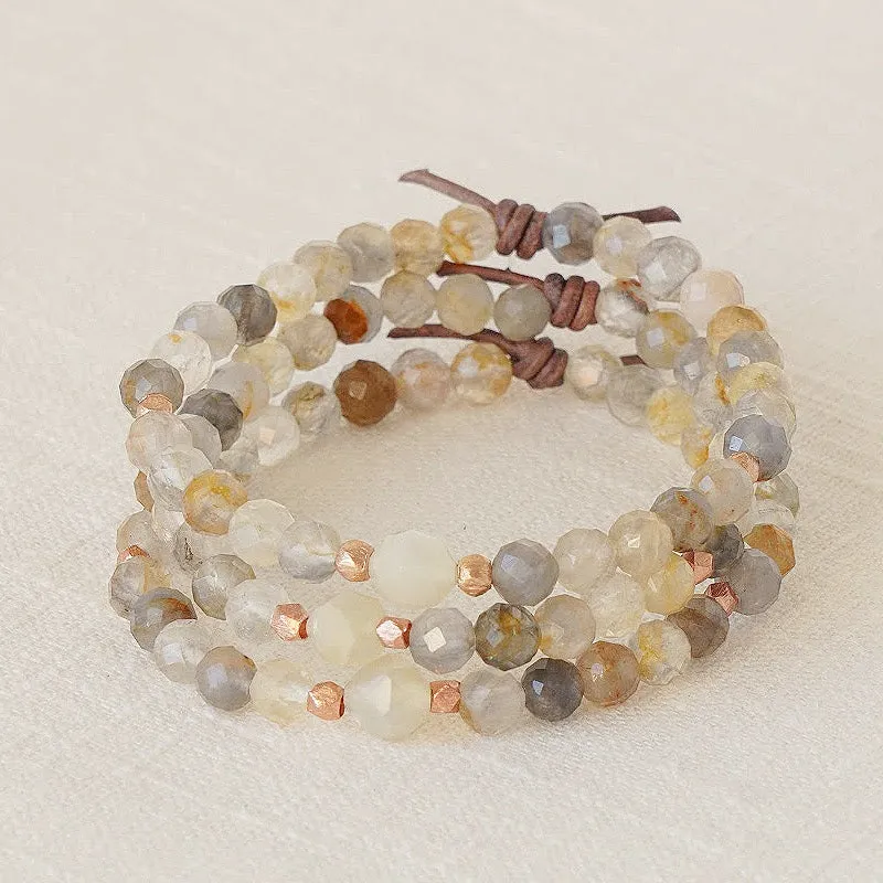 Be Kind Mini Bracelet - Golden Phantom Quartz & Moonstone | A Meaningful Everyday Bracelet