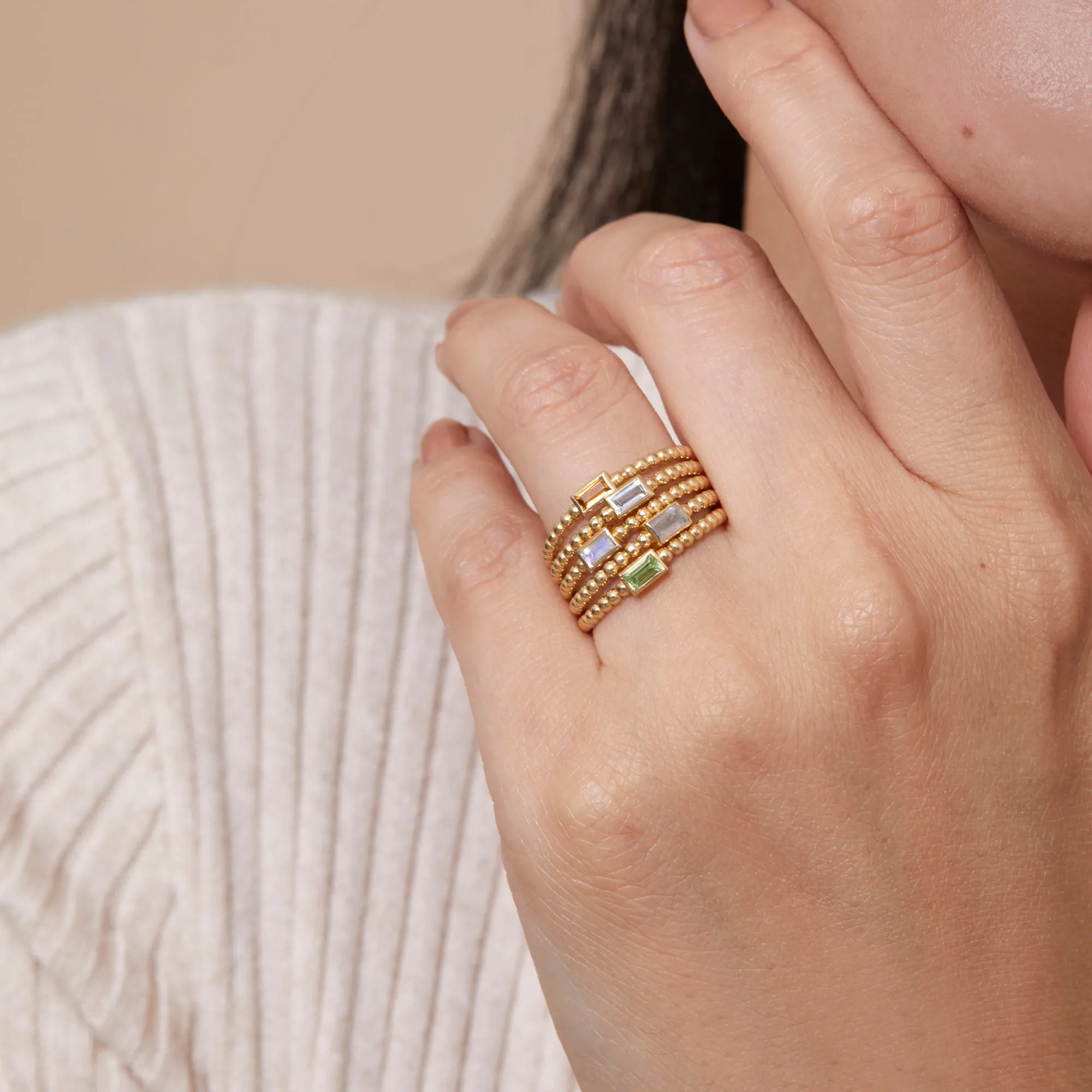 Beaded Peridot Ring, Remi