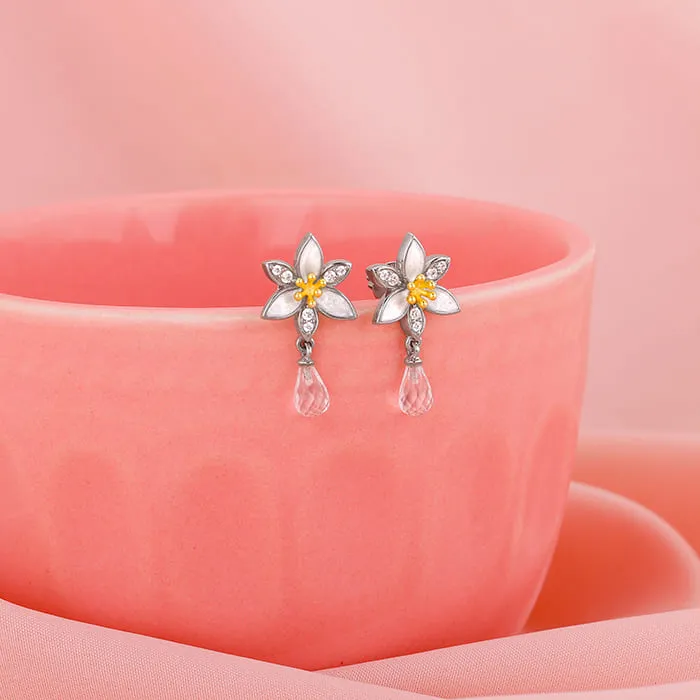 Bhumi Silver Trillium Drop Earrings