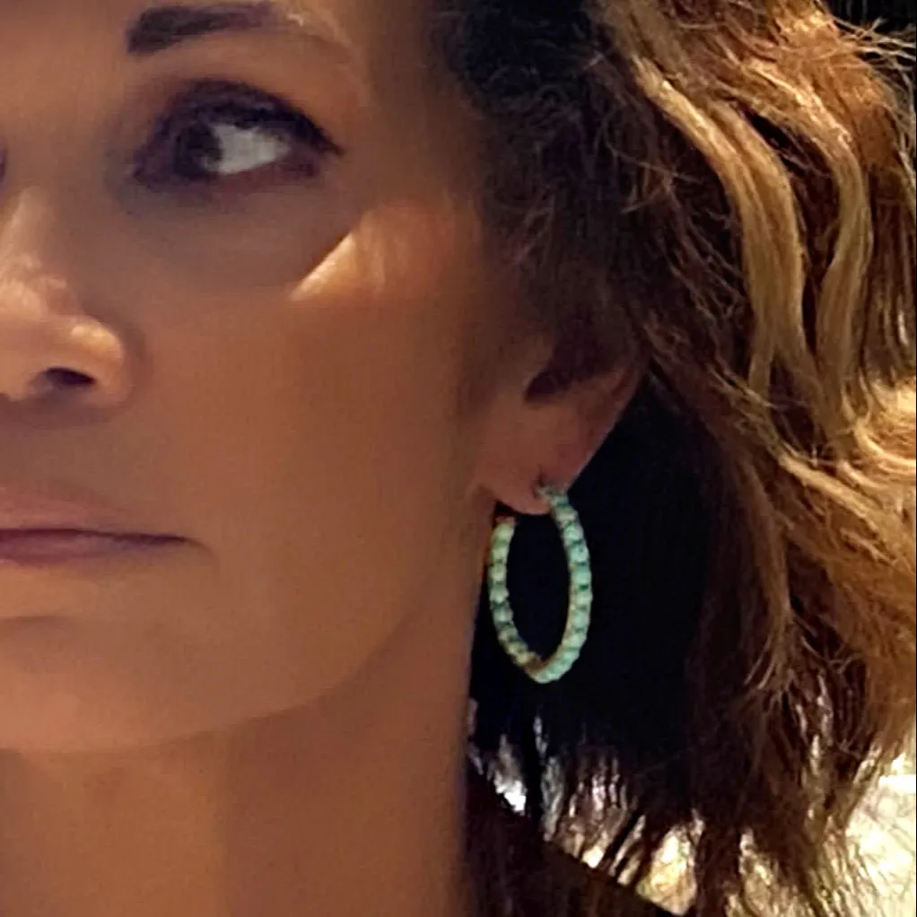 Blue Turquoise Inside Out Hoops