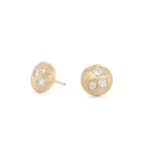 'Boulder' Dancing Diamond Round Stud Earrings