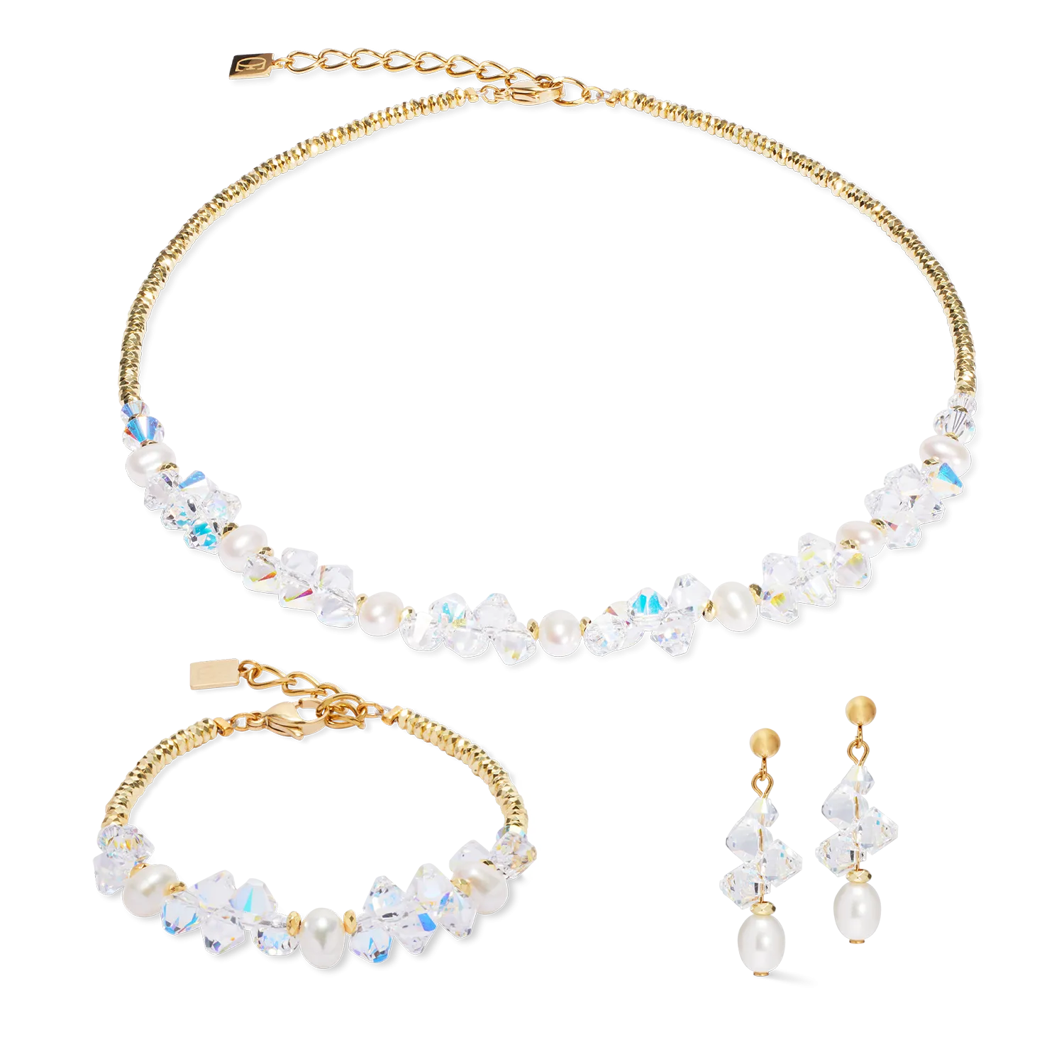 Bracelet Dancing Crystals & Pearls gold