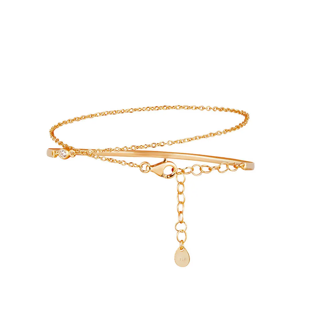 Bracelet in 925 silver gilded with 18k rose gold assembled with zirconium oxide