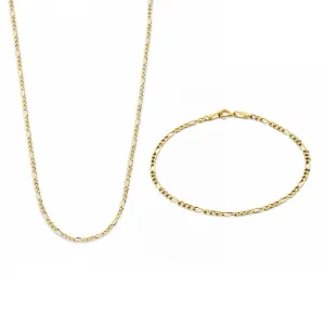 Cadeau d'Isabel 14 karat gold necklace and bracelet gift set