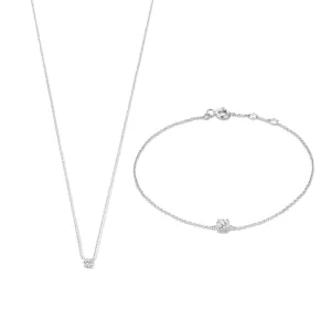 Cadeau d'Isabel 14 karat white gold necklace & bracelet with zirconia