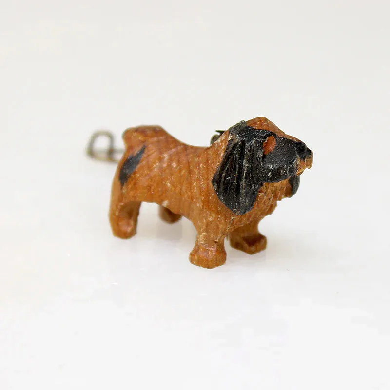 Carved & Painted Wooden Spaniel Pin