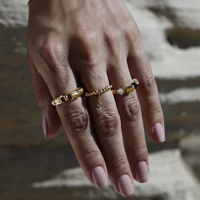 Chlobo Gold Plated Stone Of Empowerment Black Rutilated Quartz Ring